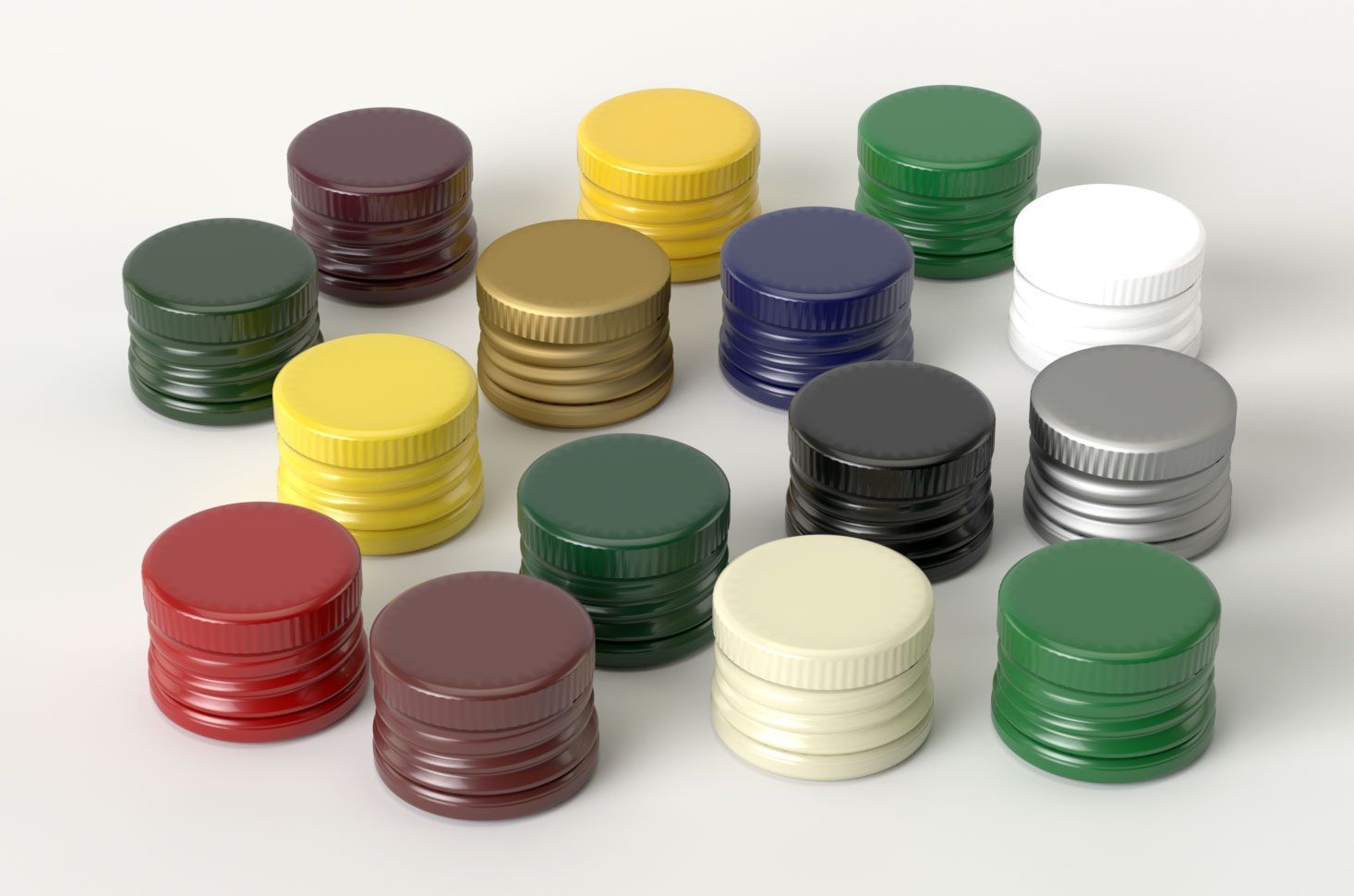Tapones de colores para botellas de aceite de oliva