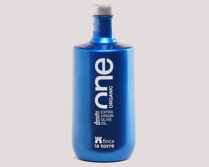 botella de aceite de oliva biodinámico