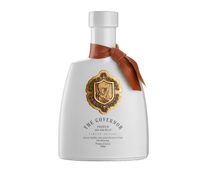 botella elegante con serigrafía en negro y lacado en blanco