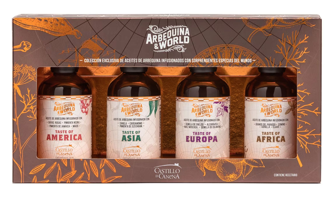 botellas de vidrio de aceite arbequina&world