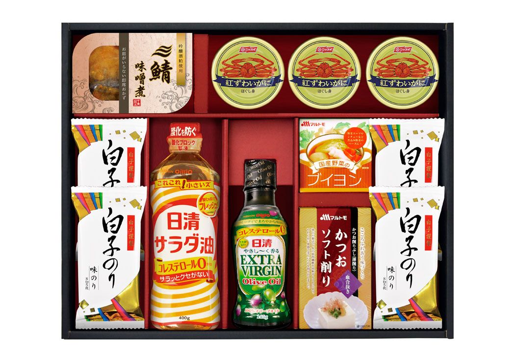 estuche japonés de productos alimentarios con botella de aceite de oliva