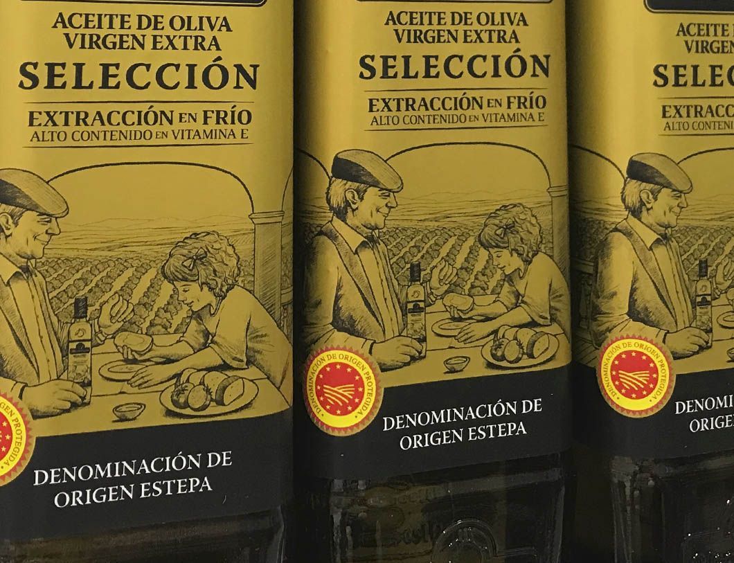 etiqueta de aceite de oliva con certificación DOP