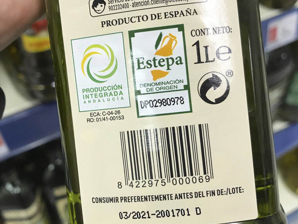 etiqueta producción integrada aceite de oliva